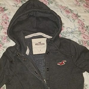 Charcoal Grey Hollister Zip Hoodie with snaps
